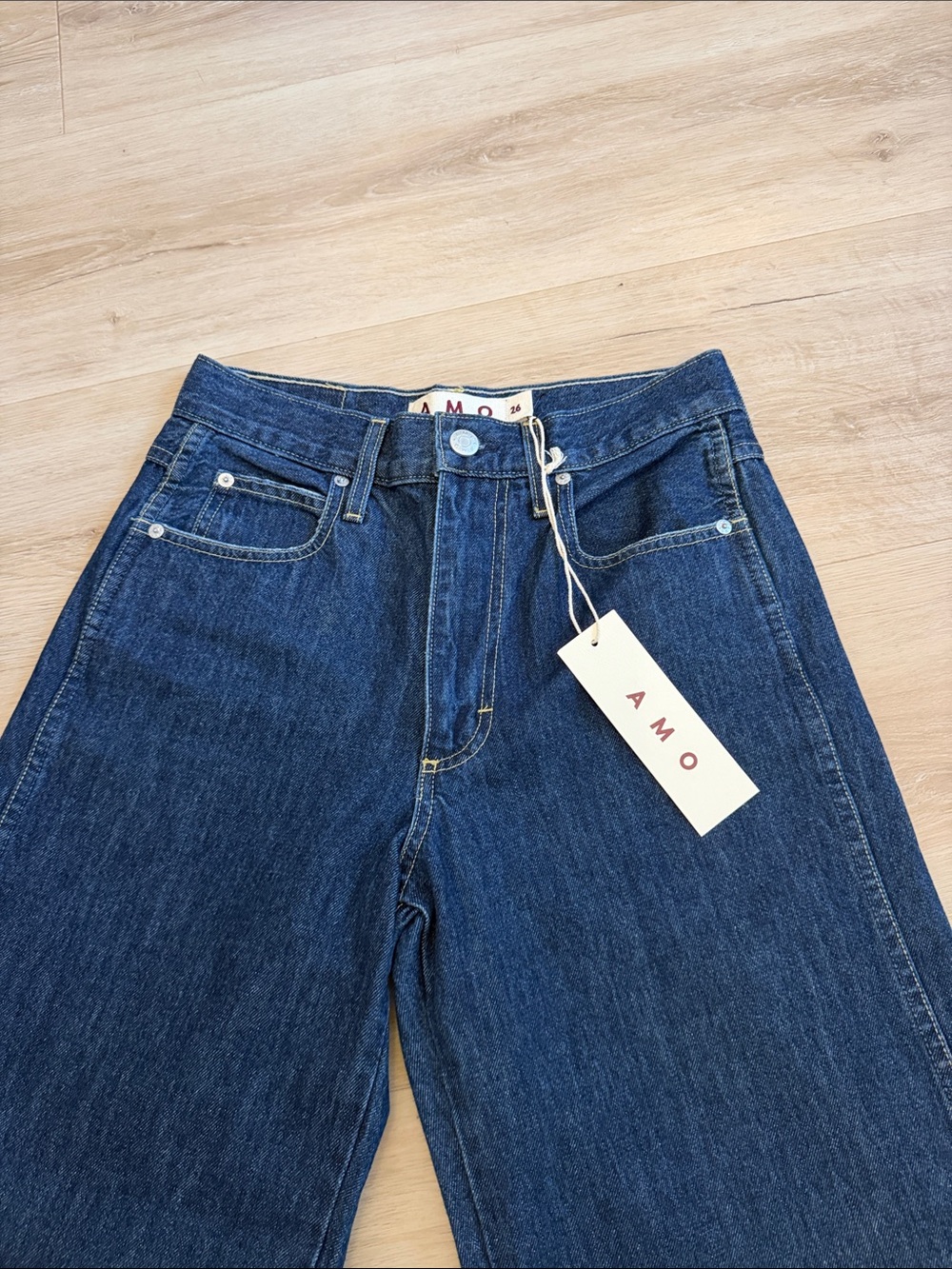 AMO Frida Denim Dark Blue Wide-Leg High-Rise Jeans - Picture 6 of 6
